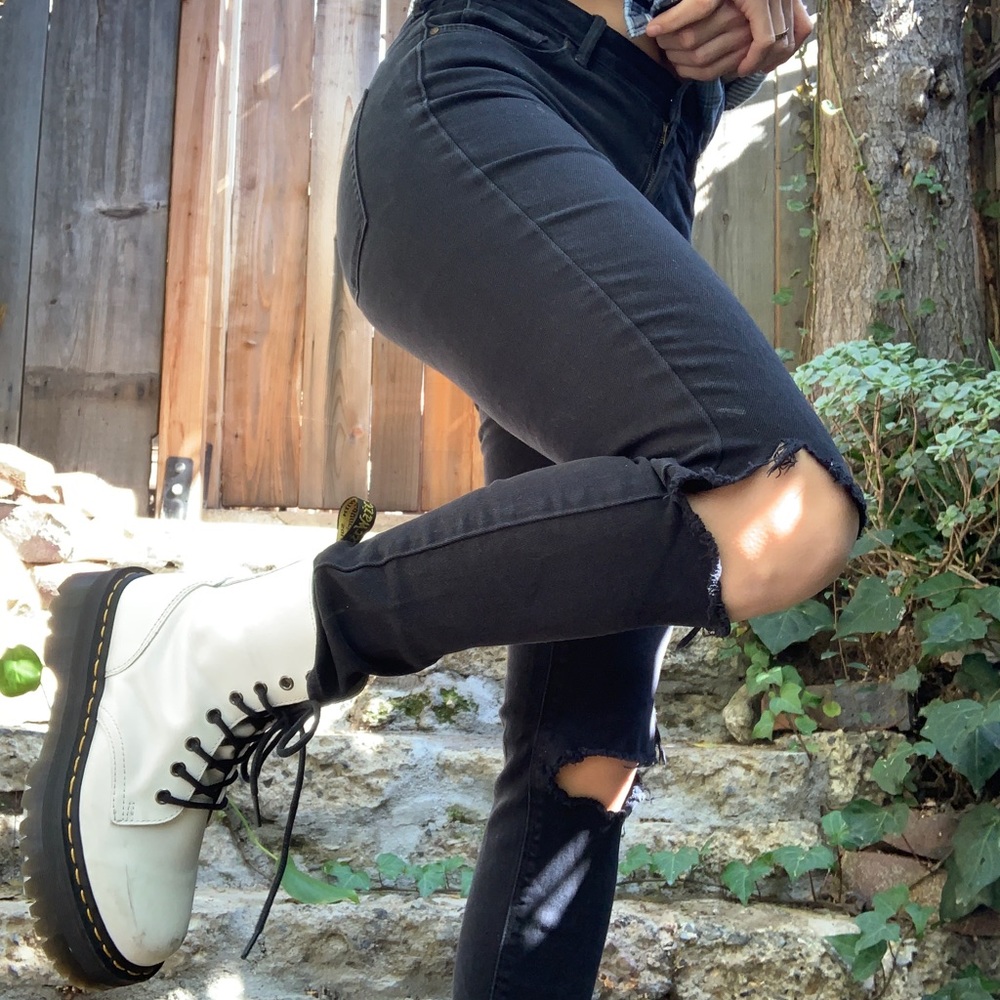 Distressed knees black denim jeans from pac sun